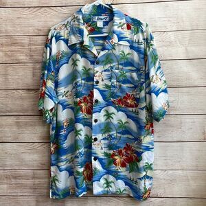 VINTAGE UTILITY HAWAIIAN PRINT SHIRT‎